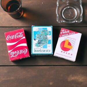 Lot 3 Vintage Playing Cards Coca-Cola 1984 Ireland Map California Lottery Sealed